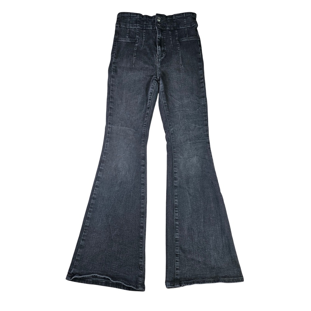 Free People We The Free Retro High-Rise‎ Flare Leg Jeans Faded Black Womens 30